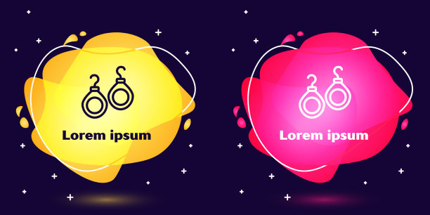 设置线耳环图标孤立在蓝色背景图片下载