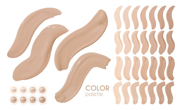 基金会污迹。化妆遮瑕膏质地。描绘现实的样本。皮肤美容产品。颜色基金会污迹。图片下载