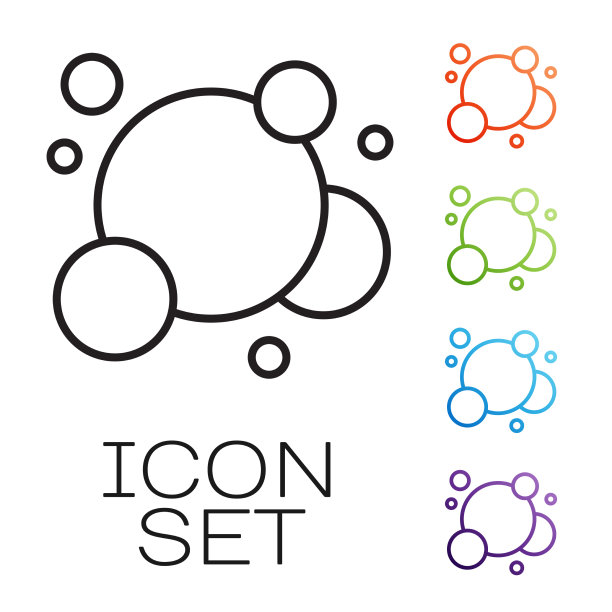 黑线肥皂水泡泡图标孤立上图片下载