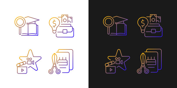 突出的能力倾向渐变图标设置为黑暗和光明模式图片下载