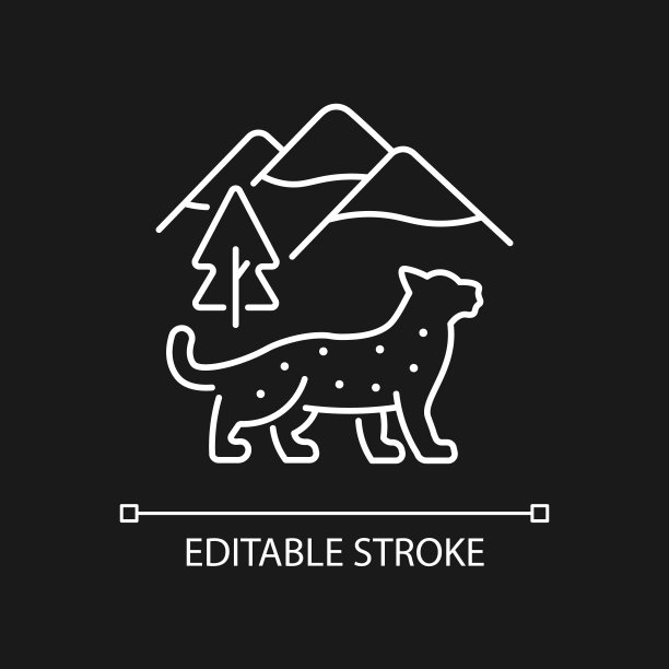 雪豹白色线性图标为黑暗的主题图片下载