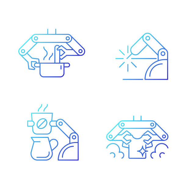 自动机械设备梯度线性矢量图标设置图片下载