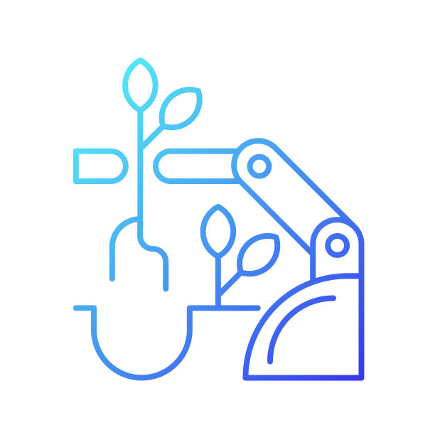 机器人种植梯度线性矢量图标图片下载
