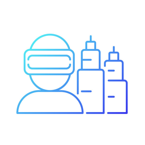 VR为项目规划渐变线性矢量图标图片下载