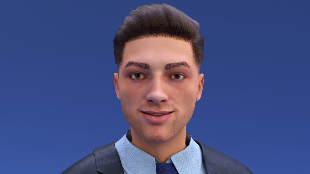 专业的年轻商人成功的成年人工作在办公室3D插图图片下载