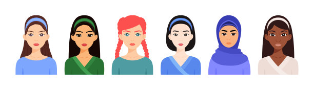 不同年轻女性人物素材：多元文化友谊图片下载