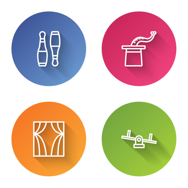 集线保龄球瓶魔术师帽子马戏团窗帘图片下载