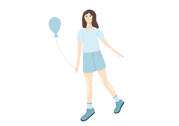 矢量插图与美丽的快乐女孩白癜风。一个女人得了白癜风图片下载