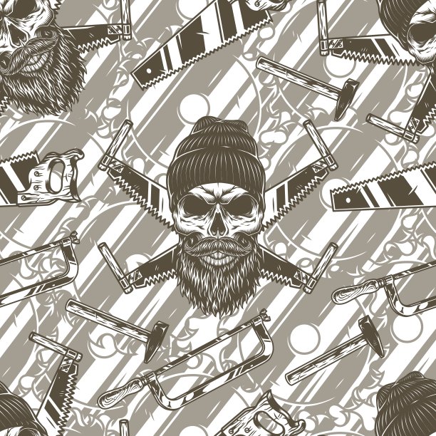 木工工具复古无缝花纹图片下载