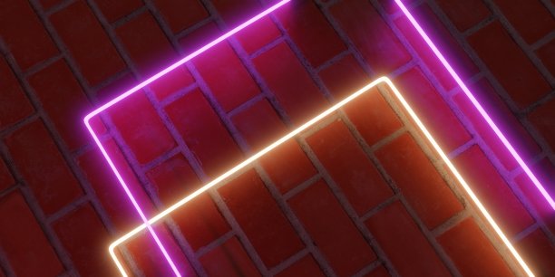 砖墙和霓虹灯标识框架石膏墙上的霓虹灯标识旧背景上的文本框架3d插图图片下载