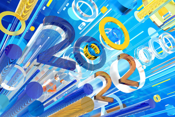 2022年新年3d渲染创意抽象插图图片下载