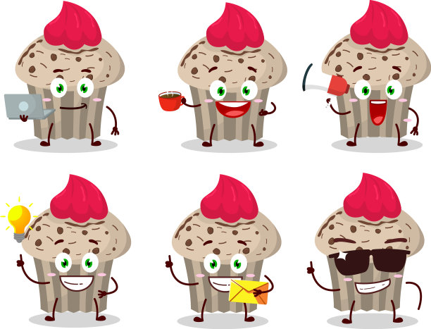 生日草莓松饼卡通人物图片下载