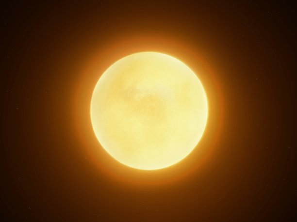 太空中明亮的恒星，黑色背景下的一颗类似太阳的恒星。图片下载