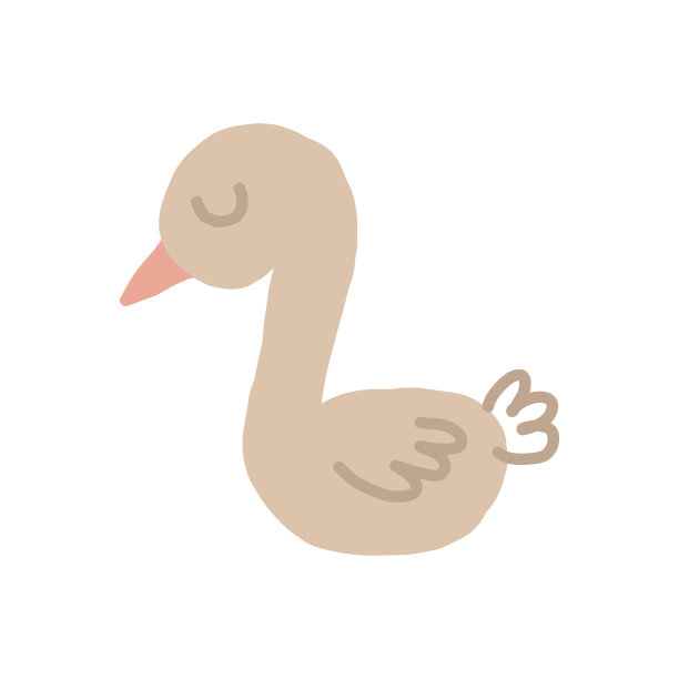 可爱的鹅手画。矢量，极简主义，趋势色彩。图标,标签,打印。儿童剪纸，动物，鸟。图片下载