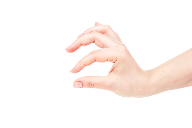 白种女人两手空空，手里拿着白色背景上孤立的东西图片下载