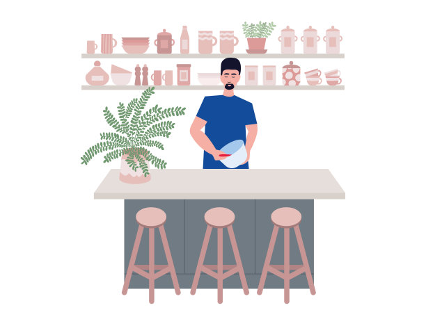 男人在厨房里做饭图片下载