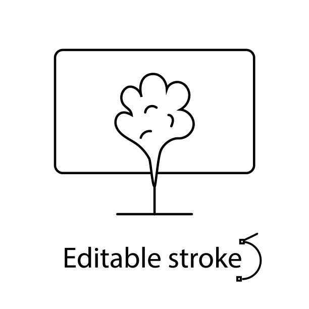 燃烧监视器轮廓图标。计算机吸烟问题。电视维修。可编辑的中风。孤立的矢量图图片下载