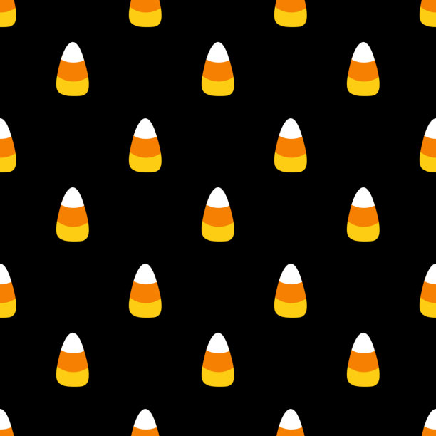糖果玉米无缝模式。万圣节节日无缝图案背景。糖果玉米在黑色的背景图片下载
