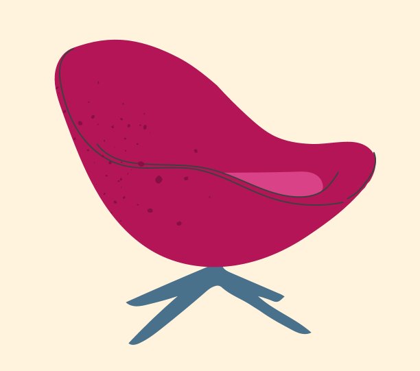 明亮，现代，舒适的扶手椅紫红色。用于休息和放松的软垫家具。室内装饰、室内设计。矢量插图手绘。孤立的插图图片下载