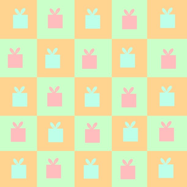圣诞礼物集粉彩格子图案背景。图片下载