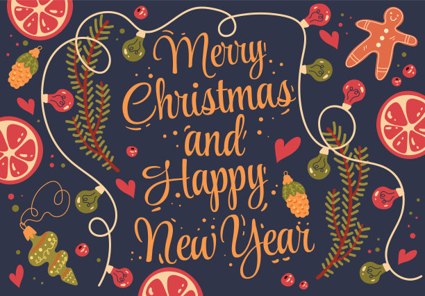 圣诞快乐，新年快乐横幅背景装饰。矢量设计元素平面图形说明图片下载