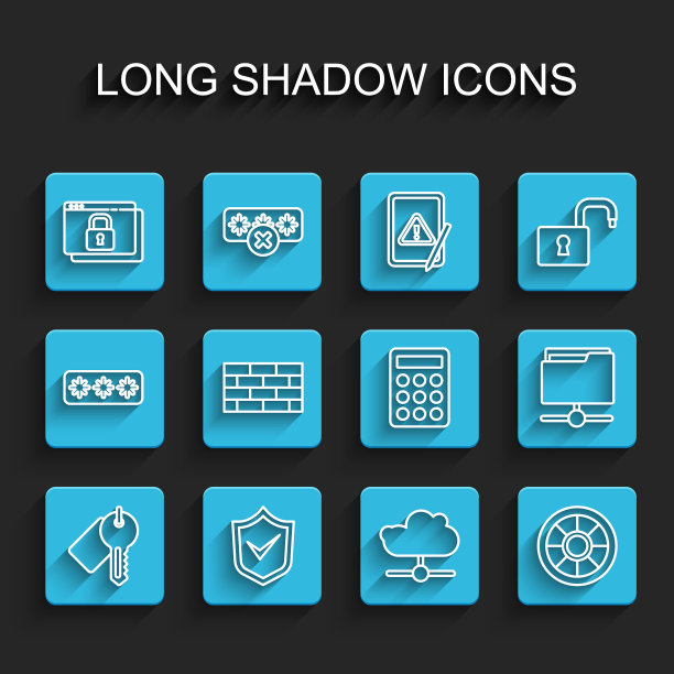 设置line Marked key, Shield with check mark, Secure your site HTTPS, SSL, Network cloud connection, Safe, Firewall, security wall, FTP folder and Password protection icon。向量图片下载