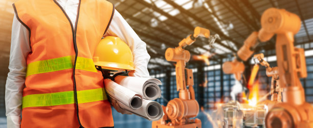 技术人员或工程师与机器人一起工作图片下载