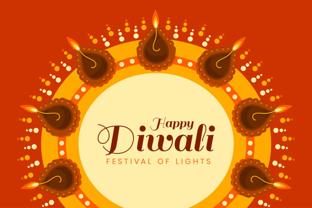 排灯节墙纸与Diya的圆形图案的灯。图片下载