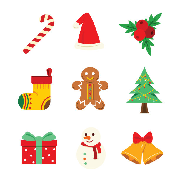 圣诞装饰元素集。图片下载