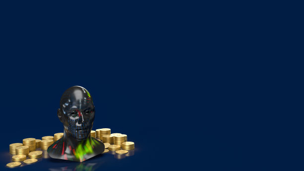 头部业务纹理和金币业务概念3d渲染图片下载