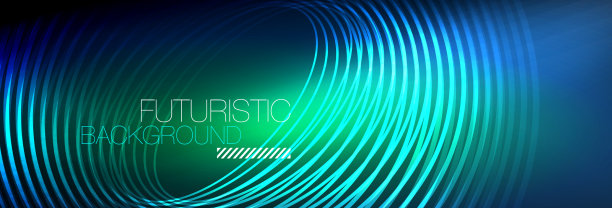 暗抽象背景与发光的霓虹灯圈图片下载