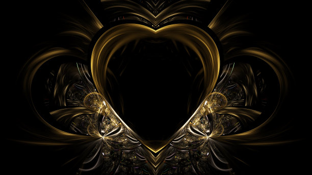 珠宝心金首饰，情人节心。模型海报与心3d渲染，复制空间图片下载