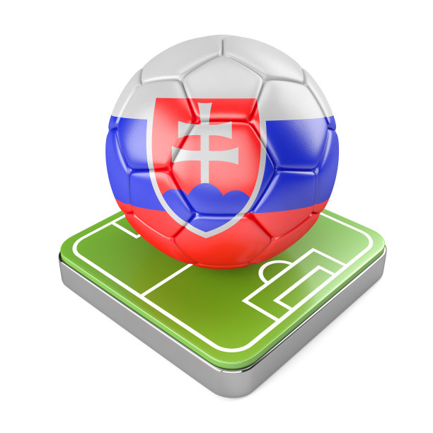 带有斯洛伐克国旗和足球场的足球图标。3D插图图片下载