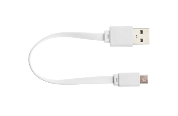 USB充电线隔离白色，俯视图。现代科技图片下载
