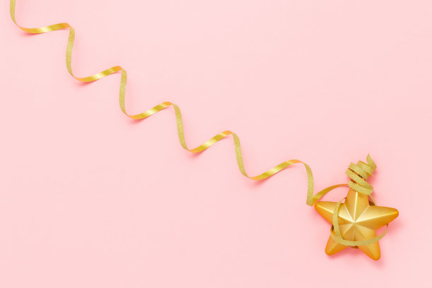 圣诞金色的星带金色的丝带图片下载