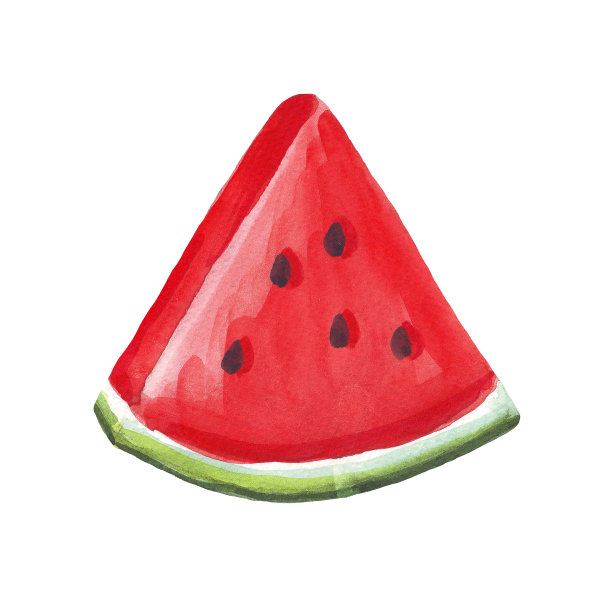 一块西瓜。水彩插图。手绘图片下载