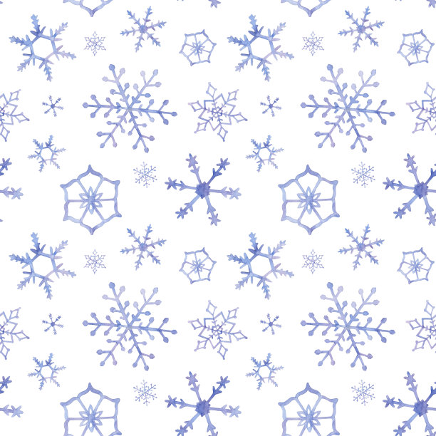 水彩手绘无缝模式与飘落的雪花图片下载