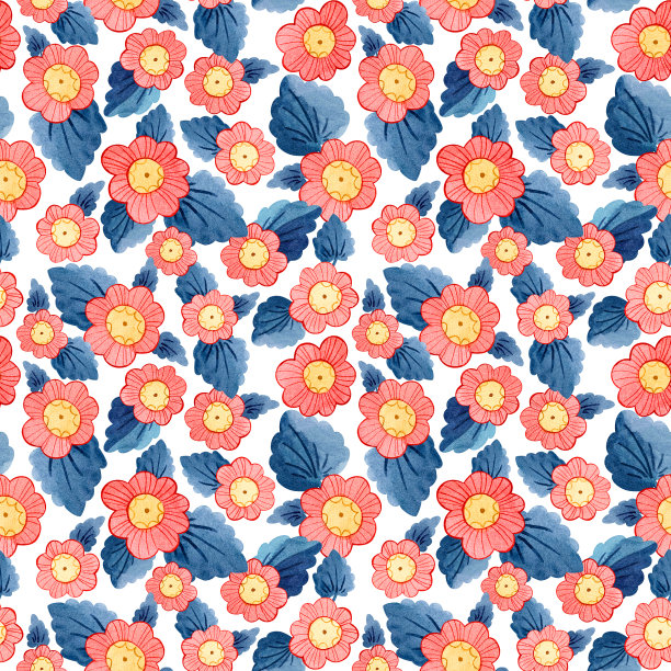 锦葵水彩画的模式。民间花卉插图。图片下载