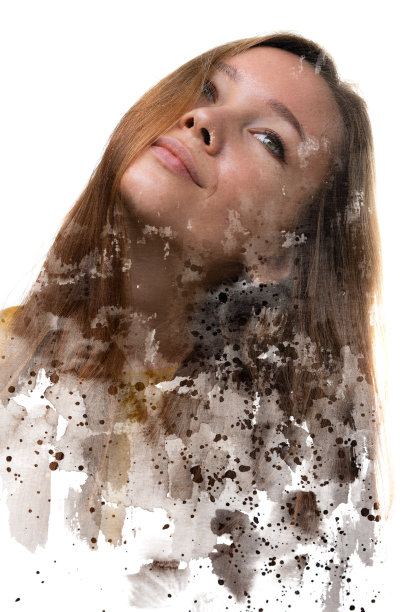 用绘画技术结合绘画的女人肖像。图片下载