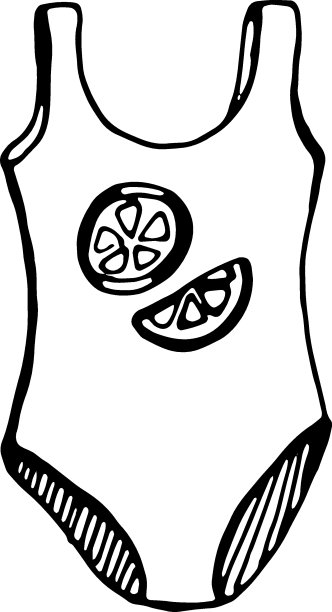 柠檬打印泳衣。向量、黑色、孤立图片下载