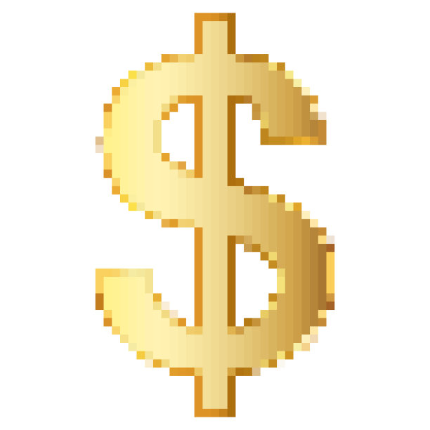 像素艺术设计中的美元图标。矢量插图。图片下载