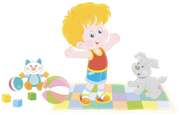 小男孩在家做早操图片下载