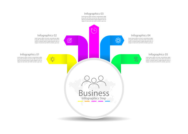 演示业务信息图形模板用彩色5步图片下载