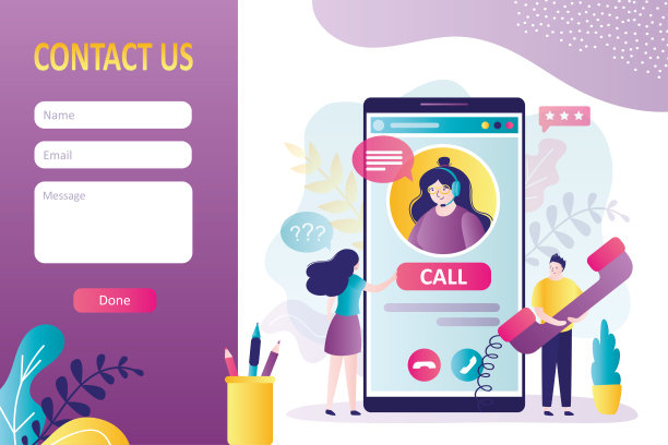 客户呼叫支持服务。客户通过热线与接线员沟通。联系我们表格模板图片下载