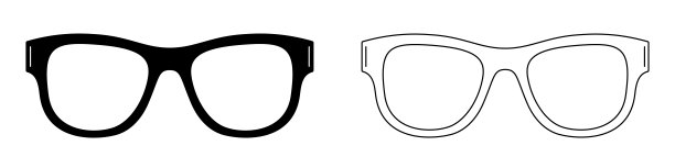 眼镜图标。太阳镜矢量图标。黑色直线眼镜图标图片下载