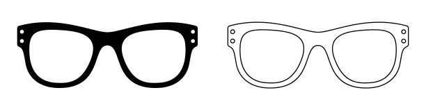 眼镜图标。太阳镜矢量图标。黑色直线眼镜图标图片下载