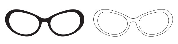 眼镜图标。太阳镜矢量图标。黑色直线眼镜图标图片下载