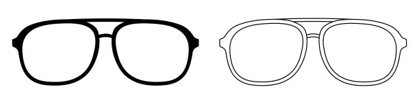 眼镜图标。太阳镜矢量图标。黑色直线眼镜图标图片下载