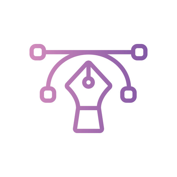 钢笔工具的渐变图标孤立在白色背景上图片下载