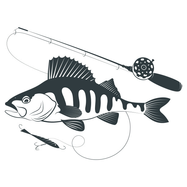 冬天冰钓的鱼和钓竿图片下载